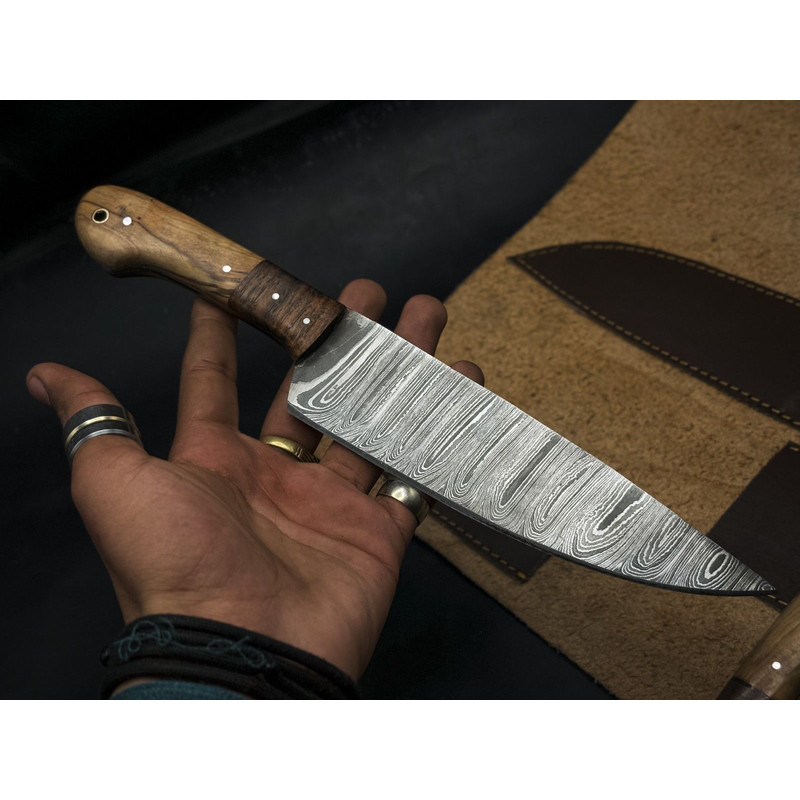 Handmade Chef Knife Set Damascus Steel 5 Piece Kitchen Outdoor Knives With Wood Handle Wooden Bol 1