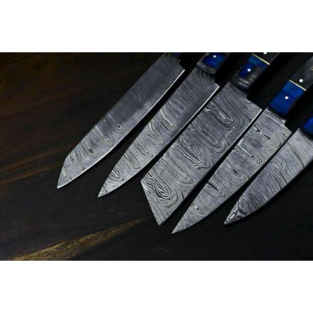 Handmade Damascus Kitchen Chef Knife Twisted Pattern Forged Steel With Hardwood Handle Leather Sh 1