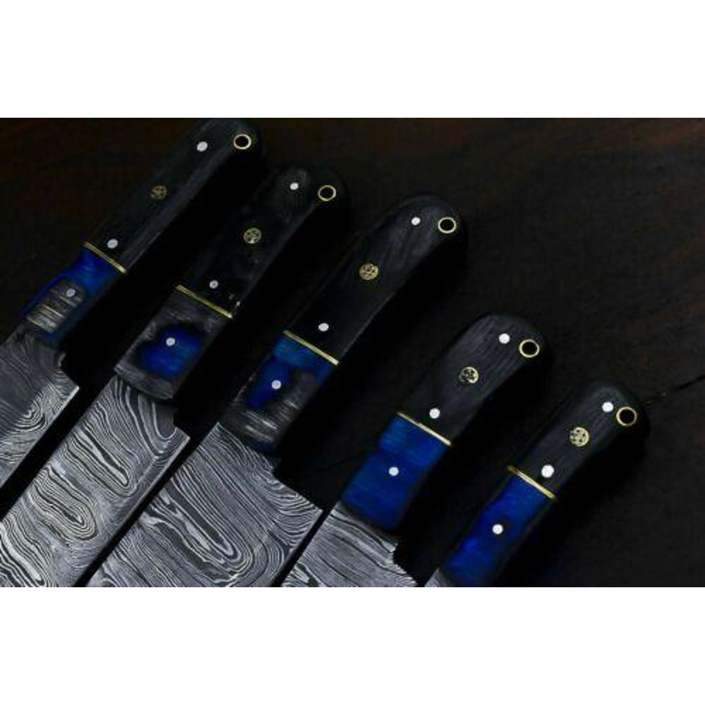 Handmade Damascus Kitchen Chef Knife Twisted Pattern Forged Steel With Hardwood Handle Leather Sh 2