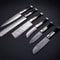 Custom Handmade Damascus Steel Chef Knife Set 6Piece Kitchen Knives With Bone Horn Wood Handles 0