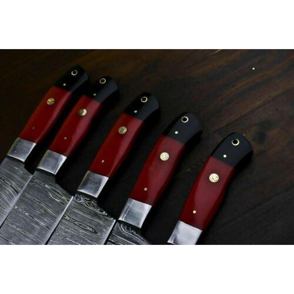 Rare Kitchen Damascus Handmade Chef Knife Custom Everyday Carry Knife With Camel Bone Handle Leat 1