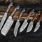 Lot Of 6 Custom Handmade Damascus Steel Full Tang Chef Knife Set 0