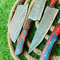 Premium 5Piece Handmade Damascus Steel Chef Knife Set Ergonomic Wooden Handles Leather Sheath 1