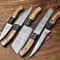 Lot Of 5 Handmade Damascus Steel Chef Knives Full Tang With Leather Bag Premium Kitchen Cutlery 0