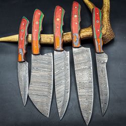custom handmade damascus chef & hunting knife | premium d2 steel blade with sheath