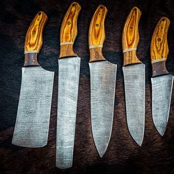 custom handmade damascus chef & hunting knife | handcrafted steel blade with luxury handle & sheath