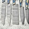 Custom Lot Of 5 Handmade Hammered Damascus Steel Chef Knives Full Tang Blades With Polished Handle 1