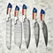 Rare Custom Lot Of 5 Handmade Hammered Damascus Steel Chef Knives Full Tang Blades With Polished H