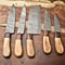 Stunning Custom Lot Of 5 Handmade Hammered Damascus Steel Chef Knives Full Tang Blades With Polish