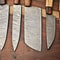 Stunning Custom Lot Of 5 Handmade Hammered Damascus Steel Chef Knives Full Tang Blades With Polish