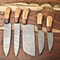 Stunning Custom Lot Of 5 Handmade Hammered Damascus Steel Chef Knives Full Tang Blades With Polish