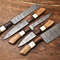 Lot Of 5 Handmade Damascus Steel Blade Chef Knife Set Full Tang Blades With Polished Handles 0