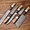 Lot Of 5 Handmade Damascus Steel Blade Chef Knife Set Full Tang Blades With Polished Handles 3