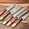Lot Of 5 Handmade Damascus Steel Blade Chef Knife Set Full Tang Blades 0
