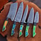 Handmade Damascus Steel Chef Knives Kitchen Set With Leather Bag Full Tang Blades 2