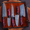 Handmade Damascus Steel Chef Knives Kitchen Set With Leather Bag Full Tang 0