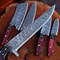 Handmade Damascus Steel Chef Knives Kitchen Set With Leather Bag Full Tang 3