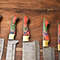 Custom Lot Of 5 Handmade Hammered Damascus Steel Chef Knives Set 1013 Blades Full Tang Razor Sharp 1