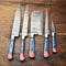 Lot Of 5 Handmade Damascus Steel Chef Knives Set 1013 Blades Hammered Full Tang 0