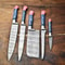 Lot Of 5 Handmade Damascus Steel Chef Knives Set 1013 Blades Hammered Full Tang 3