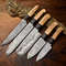 Custom Lot Of 5 Handmade Hammered Damascus Steel Chef Knives Set 1013 Full Tang Blades 0