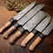 Custom Lot Of 5 Handmade Hammered Damascus Steel Chef Knives Set 1013 Full Tang Blades 2