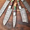 Custom Lot Of 5 Handmade Hammered Damascus Steel Chef Knives Set 1013 Full Tang 1