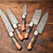 Custom Lot Of 5 Handmade Hammered Damascus Steel Chef Knives Set 1013 Full Tang 3