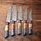 Lot Of 5 Handmade Damascus Steel Chef Knives Set Hammered Full Tang Blades 1013 Razor Sharp 0