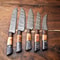 Lot Of 5 Handmade Damascus Steel Chef Knives Set Hammered Full Tang Blades 1013 Razor Sharp 0