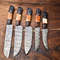Lot Of 5 Handmade Damascus Steel Chef Knives Set Hammered Full Tang Blades 1013 Razor Sharp 3