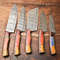 Custom Lot Of 5 Handmade Hammered Damascus Steel Chef Knives Set 1013 Razor Sharp Blades 0