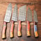 Custom Lot Of 5 Handmade Hammered Damascus Steel Chef Knives Set 1013 Razor Sharp Blades 0