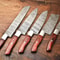 Lot Of 5 Handmade Damascus Steel Chef Knives Set Hammered Full Tang Blades Razor Sharp 0