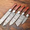 Lot Of 5 Handmade Damascus Steel Chef Knives Set Hammered Full Tang Blades Razor Sharp 3