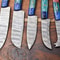 Lot Of 5 Handmade Damascus Steel Chef Knives Set Hammered Full Tang Blades 1