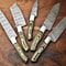 5Piece Handmade Hammered Damascus Steel Chef Knife Set Professional Kitchen Cutlery 0
