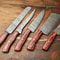 Custom Damascus Steel Chef Knife Set Of 5 Handmade Full Tang Hammered Blades 0