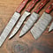 Custom Damascus Steel Chef Knife Set Of 5 Handmade Full Tang Hammered Blades 2
