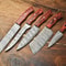 Custom Damascus Steel Chef Knife Set Of 5 Handmade Full Tang Hammered Blades 3