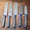 Lot Of 5 Custom Handmade Damascus Chef Knives Hammered Razor Sharp Kitchen Set 0