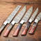 Lot Of 5 Custom Handmade Damascus Chef Knives Hammered Razor Sharp Set 0