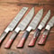 Lot Of 5 Custom Handmade Damascus Chef Knives Hammered Razor Sharp Set 0