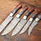 Lot Of 5 Custom Handmade Damascus Chef Knives Hammered Razor Sharp Set 3