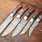 Lot Of 5 Custom Handmade Damascus Chef Knives Hammered Razor Sharp Set 3