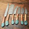 Lot Of 6 Handmade Damascus Steel Chef Knives Set Custom Hammered Full Tang Blades 1
