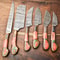 Artisan Lot Of 6 Handmade Damascus Steel Chef Knife Collection Razor Sharp Blades 0
