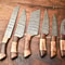 Custom 6Piece Handmade Damascus Steel Chef Knife Set Hammered Full Tang Blades 1