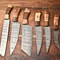 Custom 6Piece Handmade Damascus Steel Chef Knife Set Hammered Full Tang Blades 0