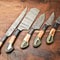 Custom Lot Of 5 Handmade Hammered Damascus Steel Chef Knives Set Professional Full Tang Kitchen Bl